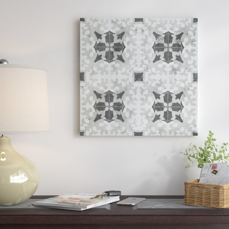 « boho luxe tile v », reproduction d’impression sur toile tendue, H 12 po x l 12 po x P 0,75 po, Pas de tapis, Toile tendue