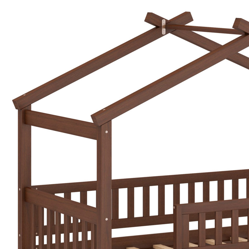 Lit en bois avec couchette, Noyer