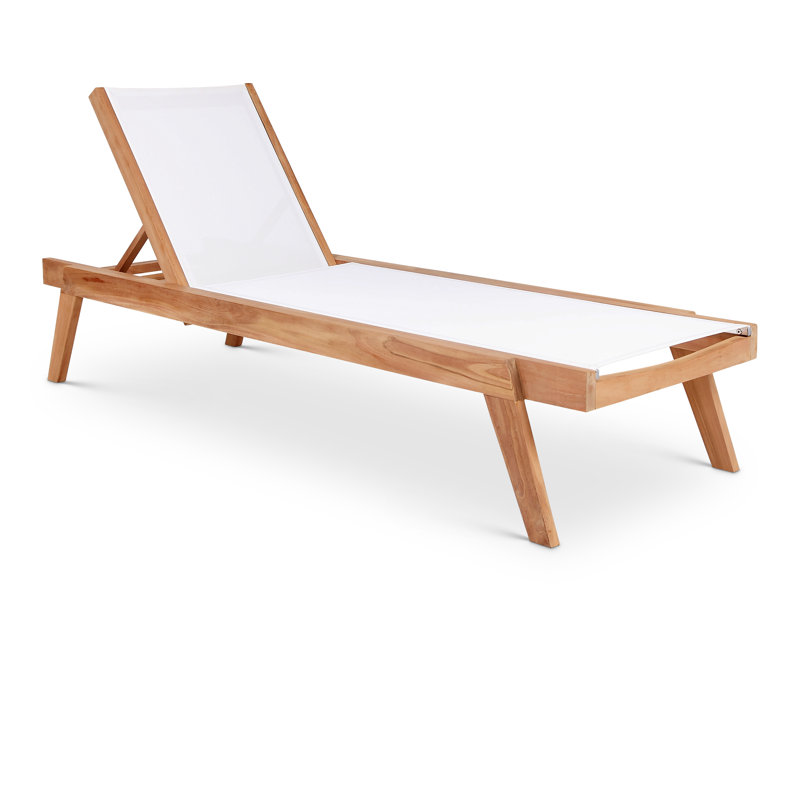 Chaise de patio en teck avec coussins, Blanc