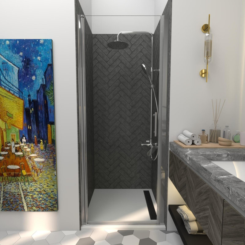 KeepTech 30X72" 30-31.5"W x 72"H Frameless Pivot Shower Door,Chrome Finish,1/4"(6mm) SGCC Clear Tempered Glass,Panel Pivot Swing Shower Doors,Reversible Installation,ANSI Certified,Rollers Style