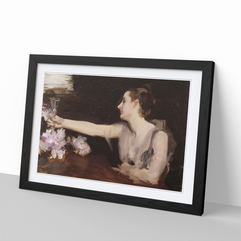 Madame Gautreau Drinking by John Singer Sargent - Picture Frame Painting, Black Framed, 27cm H x 36cm W x 2cm D