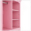 Garde-robe ouverte pour enfants avec une tringle suspendue et des tablettes ouvertes, un grand tiroir, une conception basse près du sol pour un accès facile-225531628