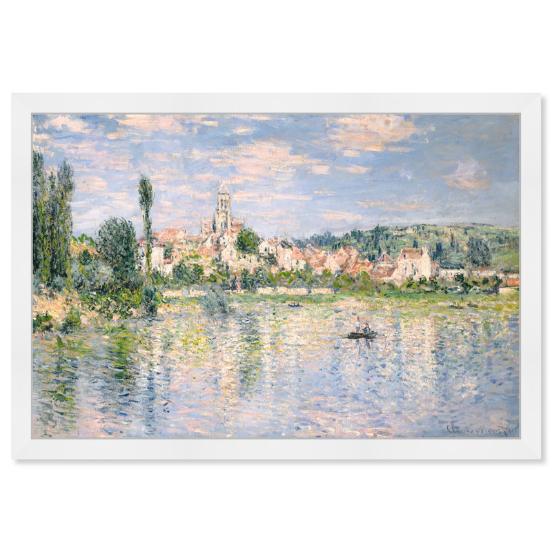 Blue ''French Landscape In Summer'' " French Landscape In Summer " by Oliver Gal Painting Print, White Framed, 12." H x 17" W