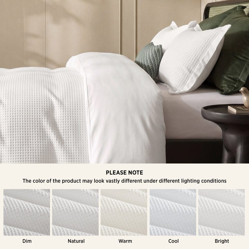 Housse de couette pour lit très grand en coton - Housse de couette 100% coton gaufré blanc noix de coco pour lit très grand, doux et doux pour toute la saison, 3 pièces, 104 po x 90 po