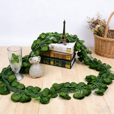 6.5 Ft Realistic Artificial Ivy Garland,UV Resistant Fake Hanging Vines for Indoor/Outdoor Wedding, Wall, Party, Garden Decor, Pack of 12 Strands, Begonia Leaf