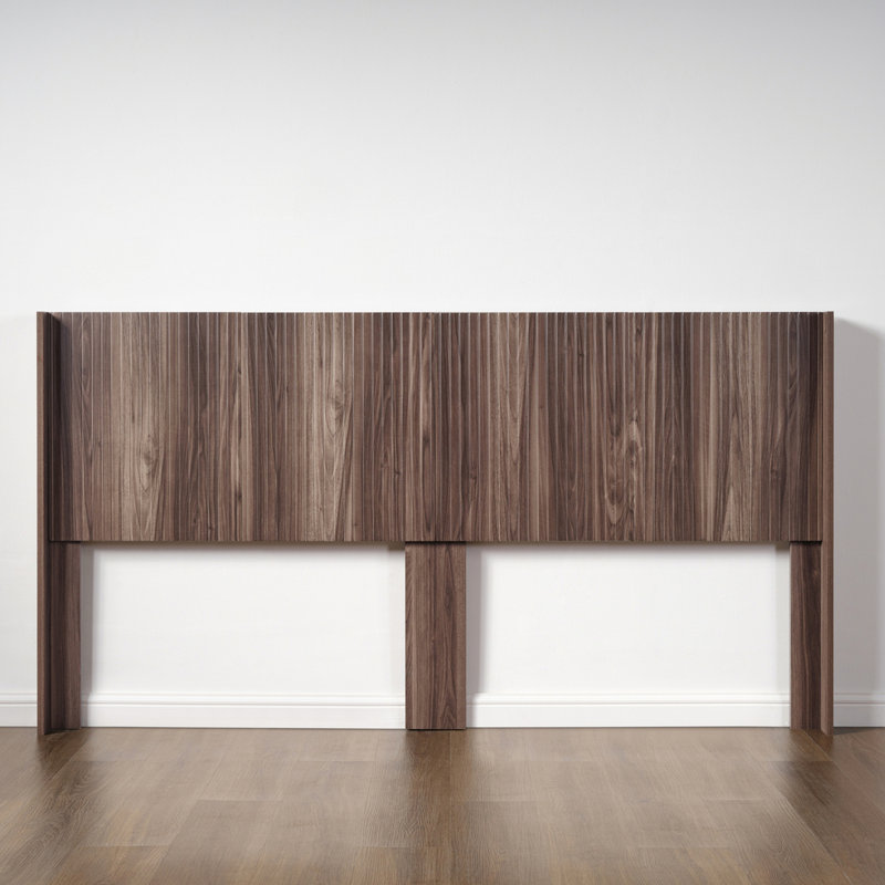 Wood Headboard Wingback Boho Headboards, Walnut Brown, King