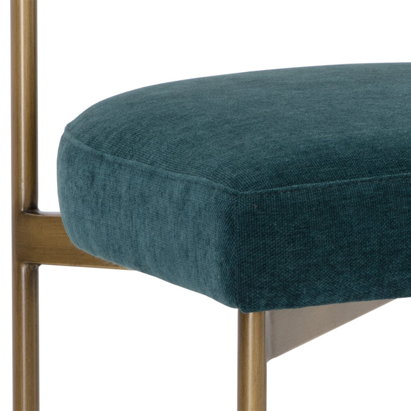 Chaise rembourrée H 19,75 po Freida, Sarcelle, Doré