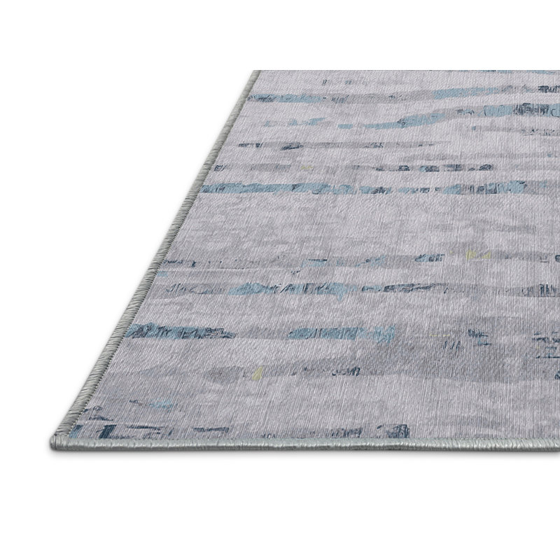 Machine Washable Blue Area Rug, Square 8'