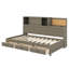 Lit de jour pratique en bois simple avec trois tiroirs de rangement, tablette souple supérieure et ensemble de prises et ports USB-1895934755