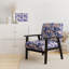 Fauteuil d'appoint rembourré à motif floral rayé rose et bleu