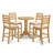 5 Piece Counter Height Dining Set Includes a Round Kitchen Table with Pedestal and 4 Linen Fabric Dining Room Chairs, Oak