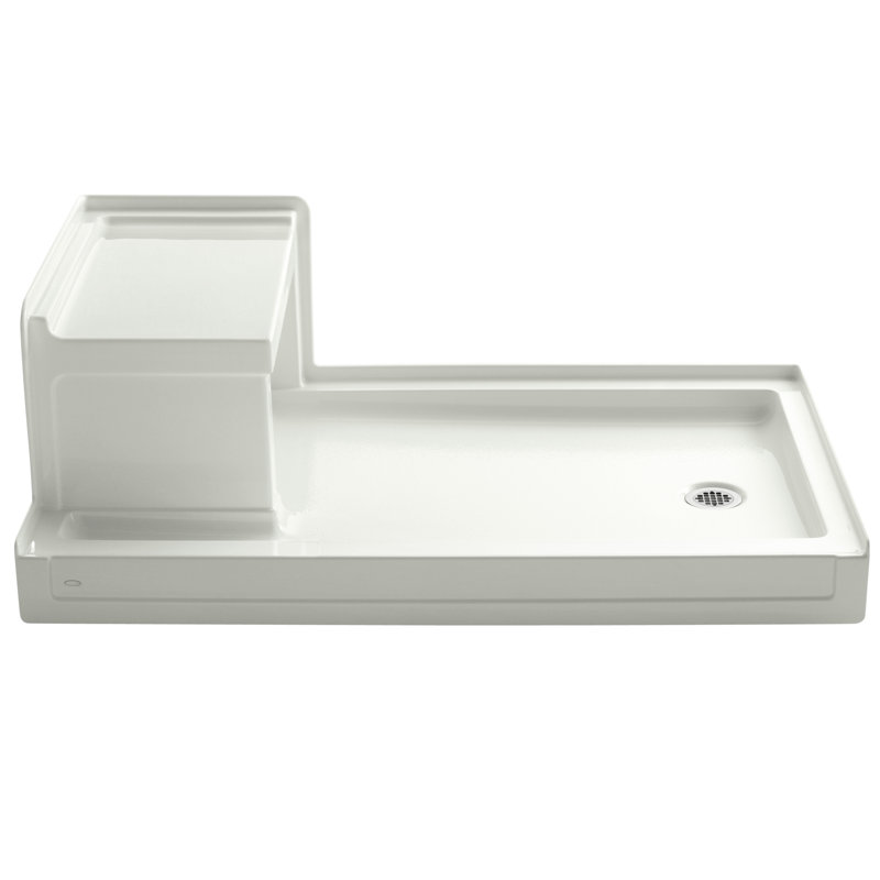 Tresham 60" x 36" Single Threshold Right-Hand Drain Shower Base with Integral Left-Hand Seat, Dune