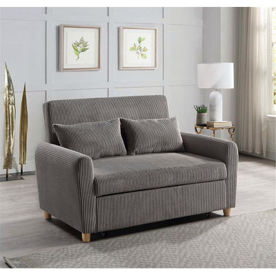 Causeuse convertible en velours côtelé de 54 pouces avec une transformation facile et une assise confortable pour les petits espaces.