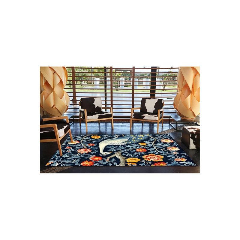 Tapis décoratif tissé à la machine à motif paon lavable à la machine, Tapis de couloir 3 pi 3 po x 9 pi 10 po