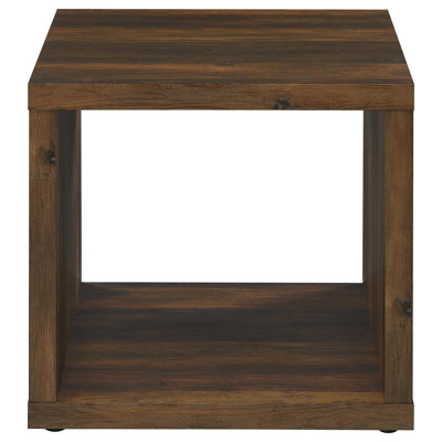 Square End Table 23.5x23.5x23 Inch Engineered Wood 1-Piece Side Table in Dark Pine