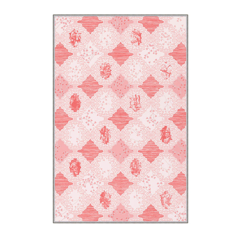 Tapis de haute qualité imprimé en 3D (2,6 x 4,0 pi), 100% polyester, d'une hauteur de poils de 0,3 po | Pois antibactérien et antidérapant en feutre de PVC | Lavable à la machine, conception élégante pour le salon, la chambre à coucher et le bureau