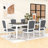 Rustic 7Pcs Extendable Dining Table Set with Removable Leaf and 6 Upholstered Chairs-2079921621-2079921624