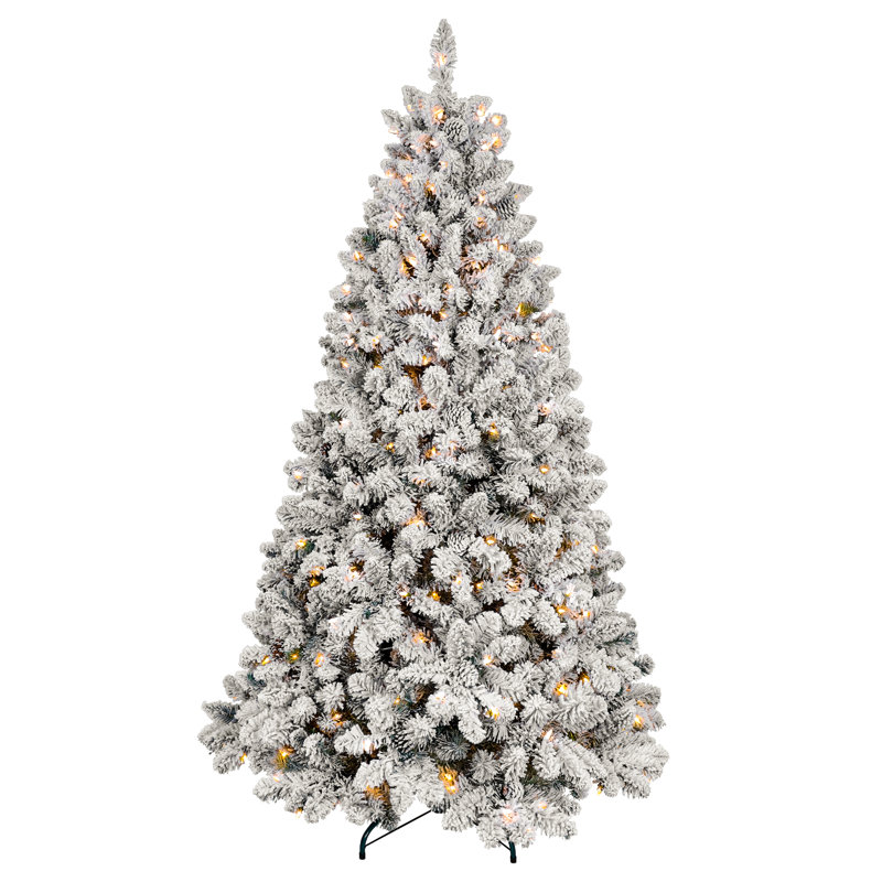 Arbre de Noël enneigé avec pomme de pin, 4.5'