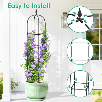 2 Pack Garden Obelisk Trellis for Climbing Plants, 71" Metal Rustproof Plant Support Rose Trellis