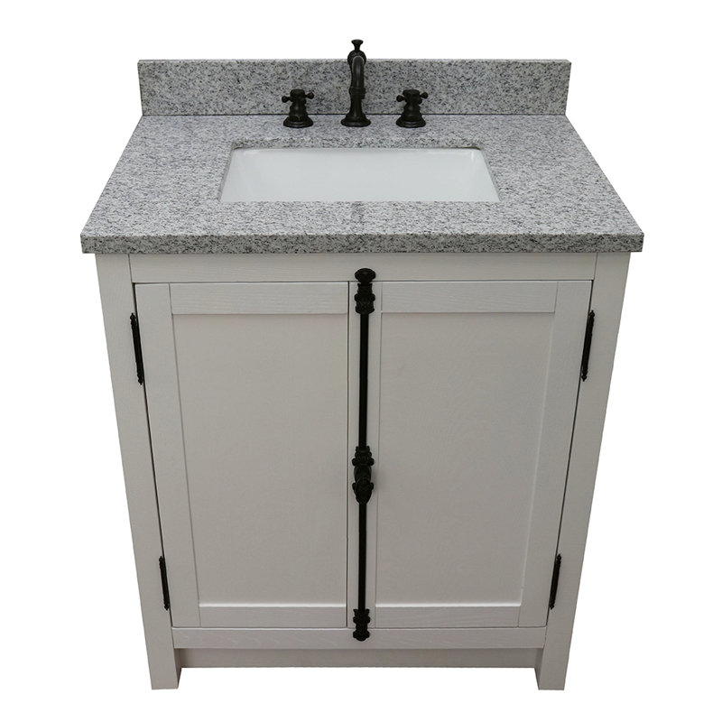 Ziemba 31'' Single Bathroom Vanity with Top, Glacier Ash, Gray Granite