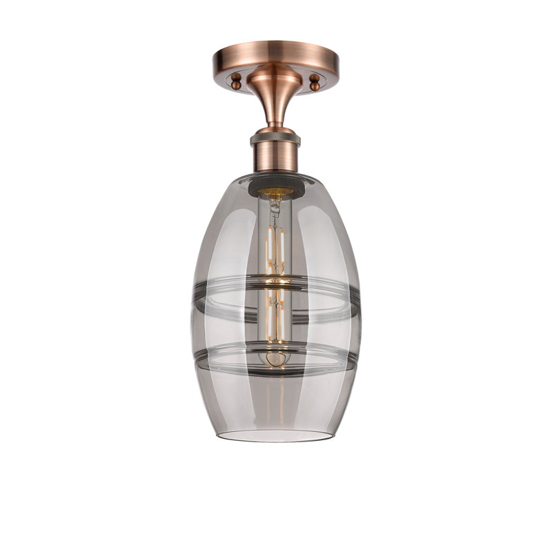 Ballston - Abiagael - 1 Light Semi-Flush Mount, Antique Copper, Light Smoke, 9.38" H x 5.88" W x 5.88" D