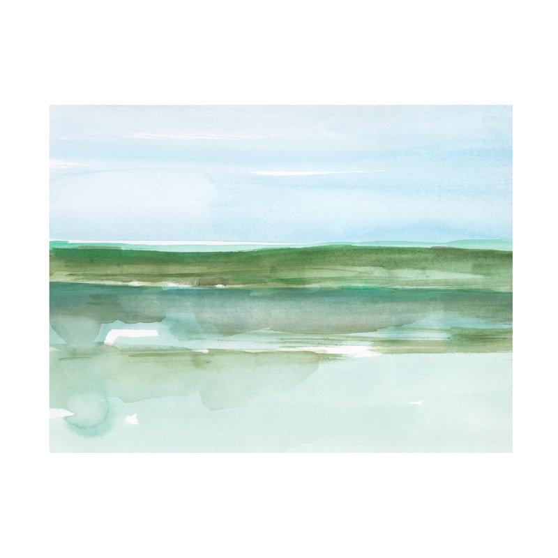 «Serene Aqua I», peinture sur toile, H 24 po x l 32 po x P 2 po