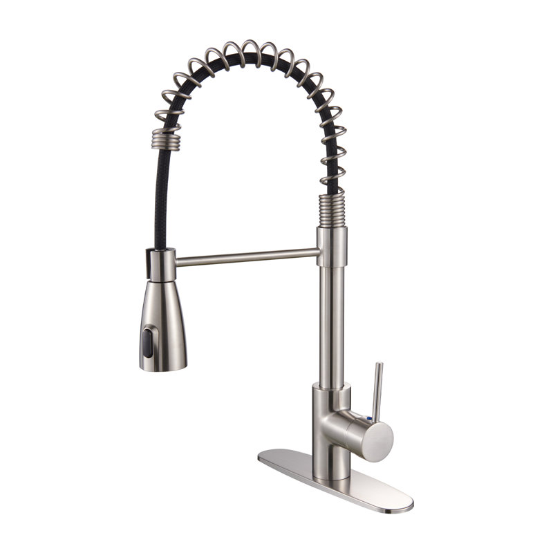 Single Handle Pull Down Kitchen Faucet with Touchless Sensor and Deck Plate, Brushed Nickel