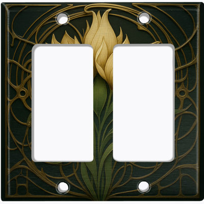 Couvercle de plaque d'interrupteur en métal; Fauteuil à bascule GFI de taille 2 US - image imprimée de tulipes Art déco