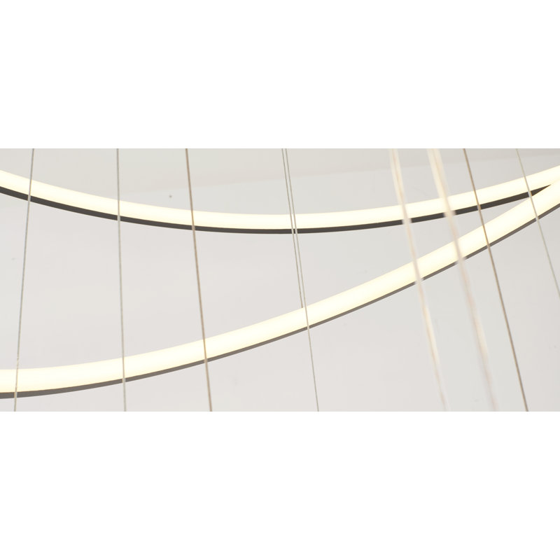 Lustre halo moderne à 6 lumières DEL, Noir mat