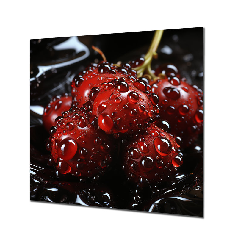 Fruits, juteuse framboise délice I - fruits, art mural en métal, H 36 po x l 36 po x P 1,5 po
