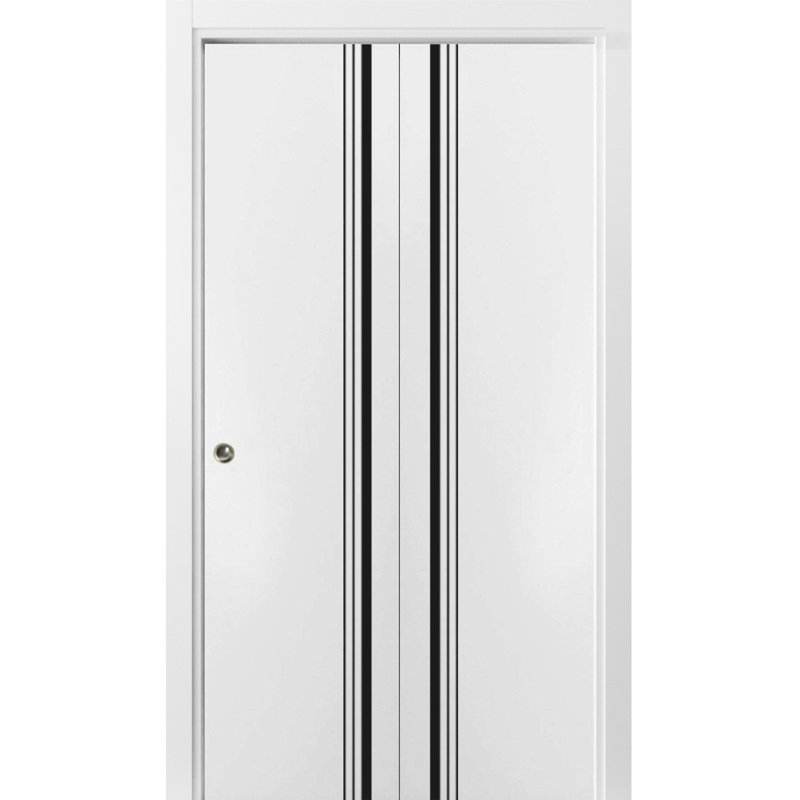 Porte pliante en bois massif massif, Satin blanc, 36 po x 80 po