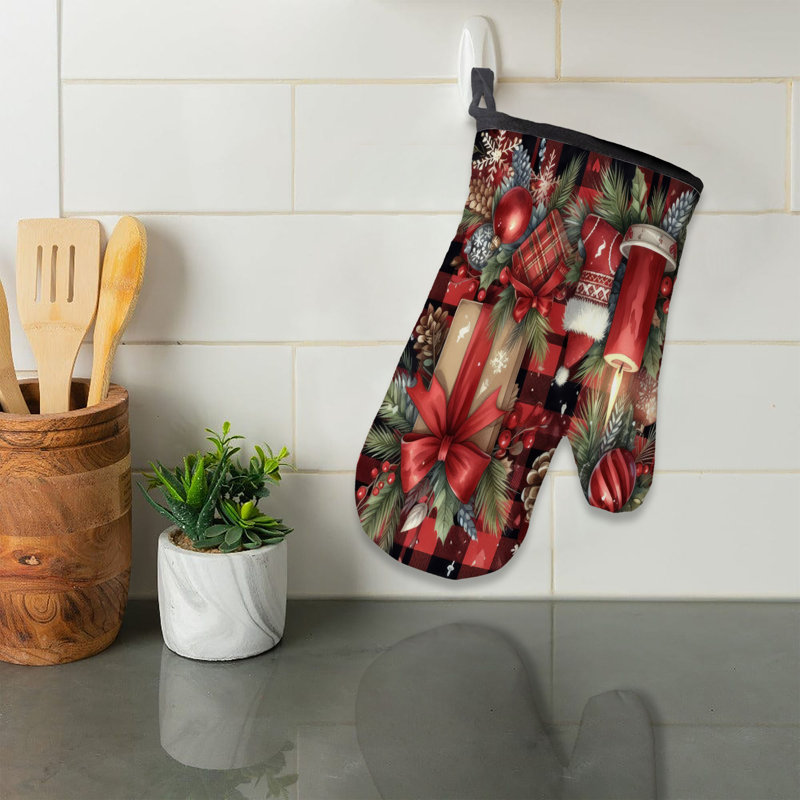 Holiday Checkered Oven Mitt Cotton Twill