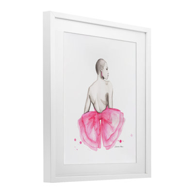 «Pink Bow Portrait» par Derrière, reproduction encadrée sous verre, conception de Simone Elum