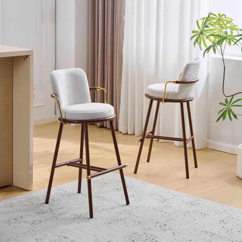 Tabouret de bar rembourré avec structure en métal, ensemble de 2