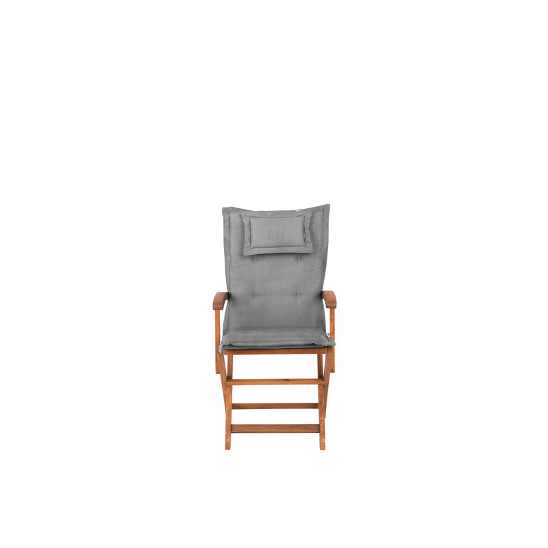 Maren Folding Patio Dining Side Chair with Cushion, Grey