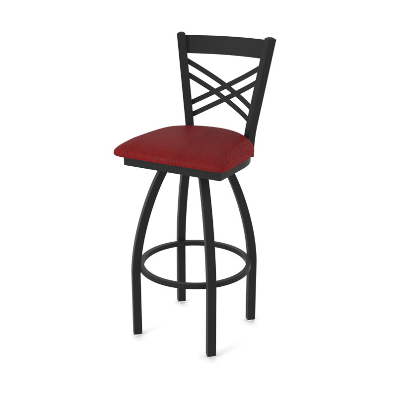 Catalina 36" Swivel Bar Stool, Fabric-Graph Ruby, Black Wrinkle