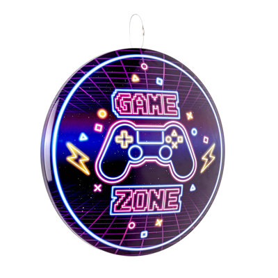 Mancave Round American Art Decor Game Zone Domed Metal Sign Round Dome Metal Sign - 15"