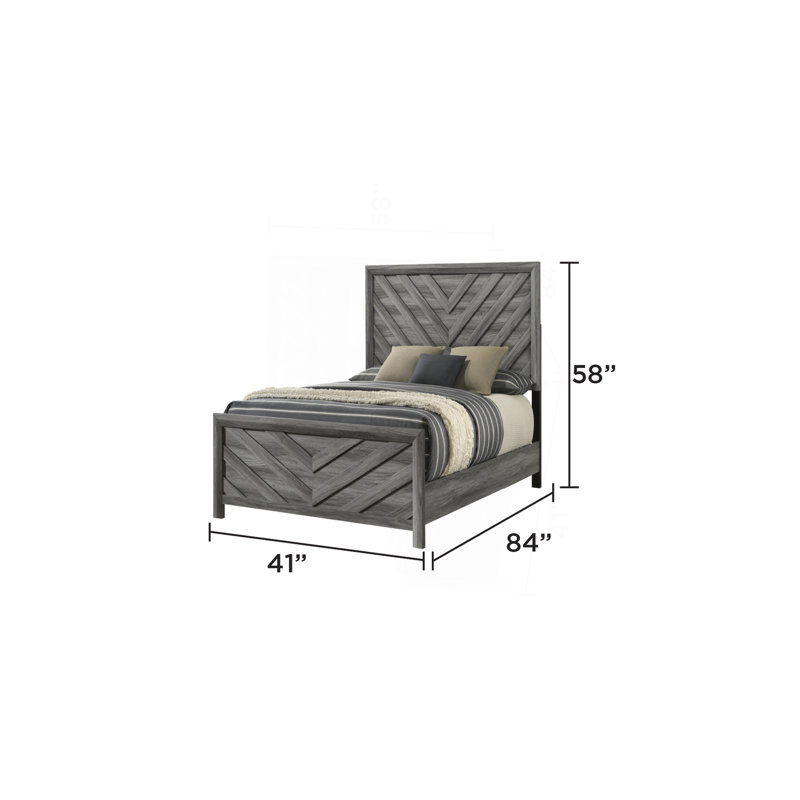 Lit de style moderne en bois gris, Lit simple