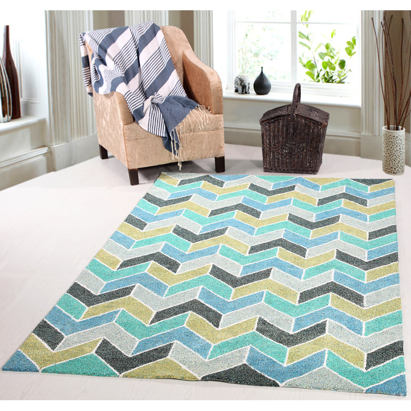 Tapis bleu/vert Hosler, Rectangle 6 pi x 9 pi