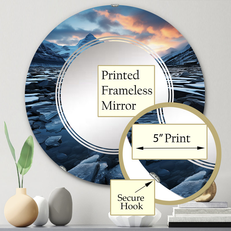 Drumlough - Miroir mural paysager rond, 24 po x 24 po