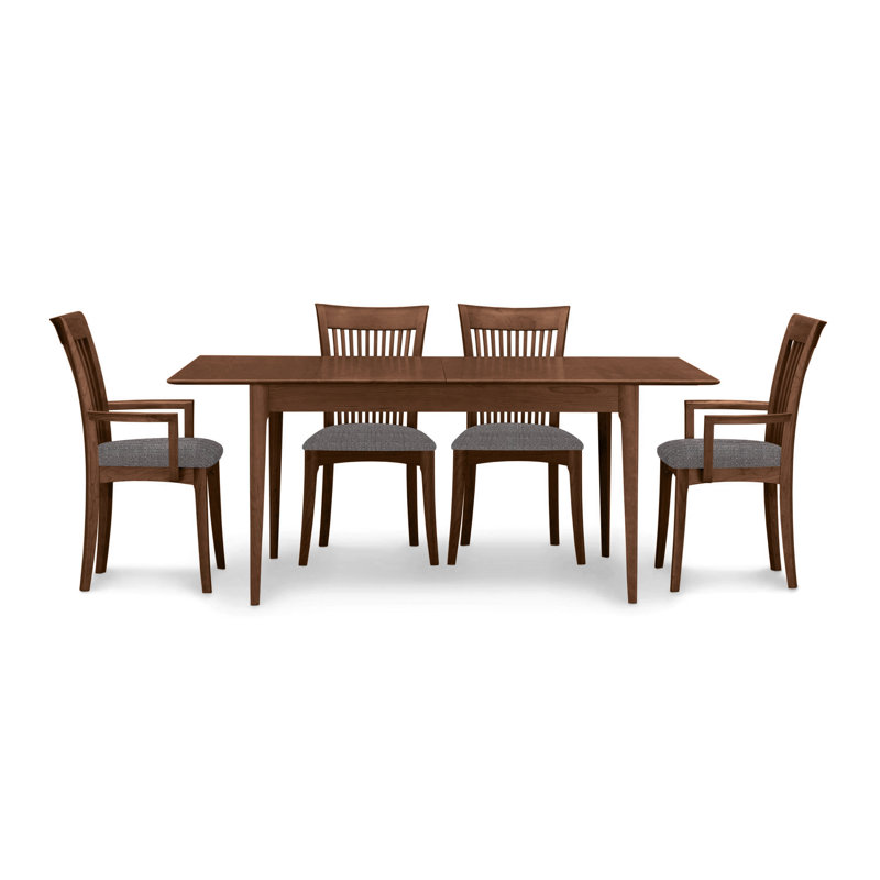 Sarah 4 - Person Solid Wood Top Four Leg Dining Set, Saddle Cherry, 30" H x 78" W x 36" D, Dark Brown Microsuede