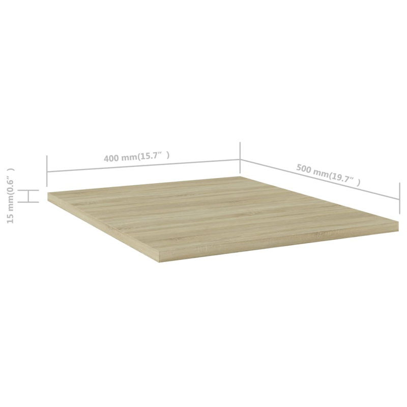 Bookshelf Boards 8 pcs Engineered Wood, Sonoma Oak, (8 Shelves) 0.59" H x 15.75" W x 19.69" D