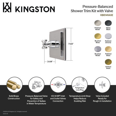 Ensemble de robinet de douche et de garniture à pression équilibrée Kingston Brass Revival - Valve incluse