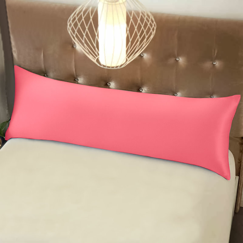 Satin Body Pillow Pillowcase, Hidden Zippered Pillow Cover, Slip Cooling - NTBAY, Coral Pink