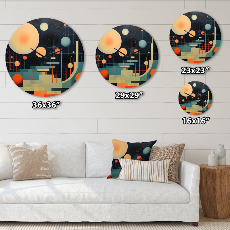 Pleine lune Visions Mid-Century abstrait géométrique - horloge murale moderne Mid-Century, Grand