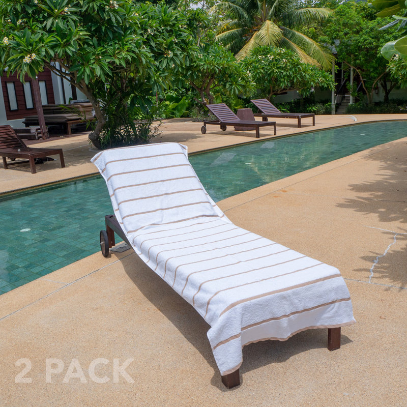 Arkwright Las Rayas Chaise Cover 30x85 White (2/Pack), Beige, Striped