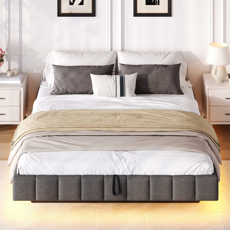 Metal Ottoman Storage Bed, Grey