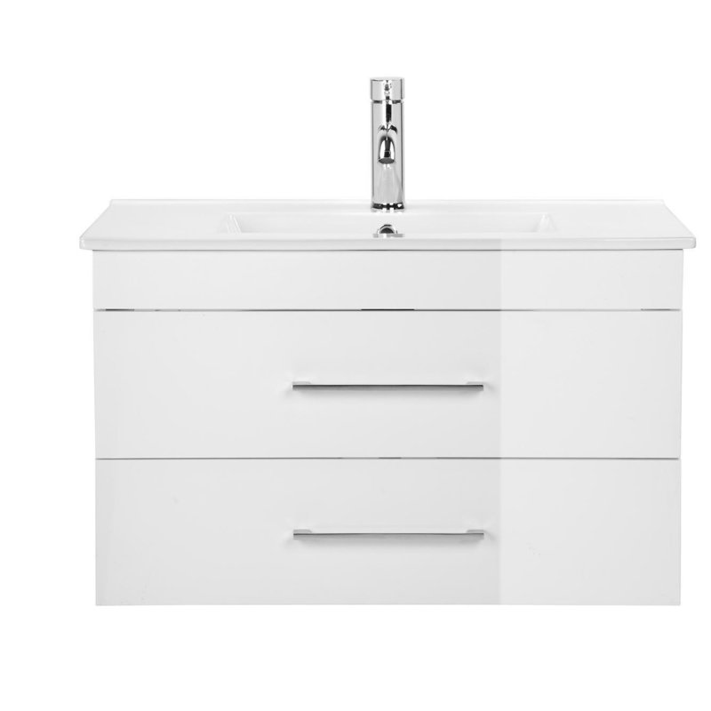 Meuble-lavabo mural avec lavabo en céramique, Gris, 32"