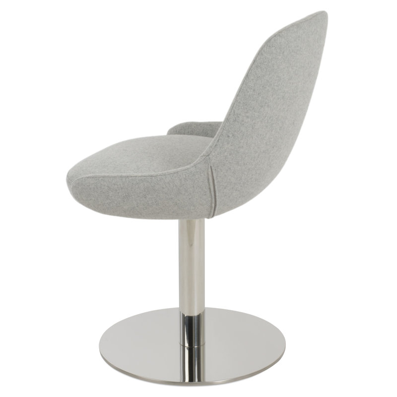 Fauteuil salle à manger rond Gazel, Acier inoxydable poli, Gris clair