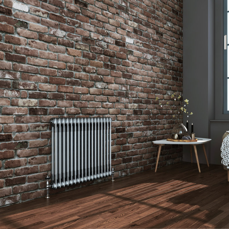 iBathUK Helena MKII Raw Metal 2 column radiator-Raw Metal, 600cm H x 785cm W x 70cm D